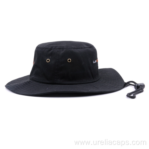 Black flat embroidery bucket hat